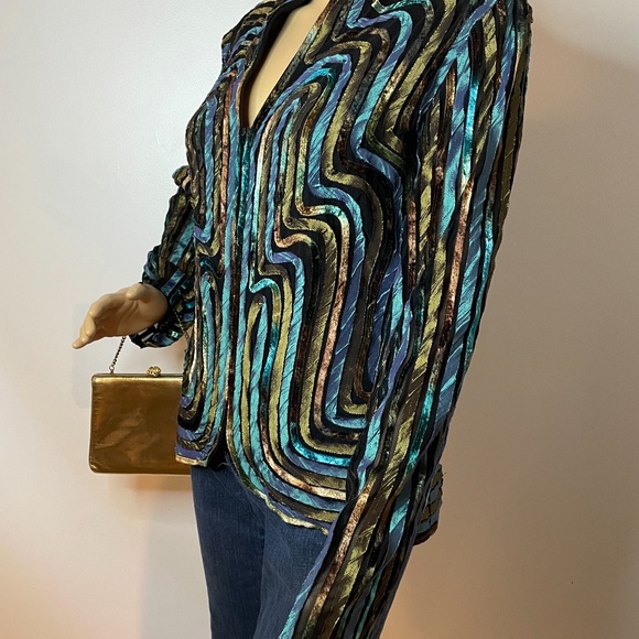 Glamorous vintage boho turquoise metallic jacket! - Picture 7 of 12